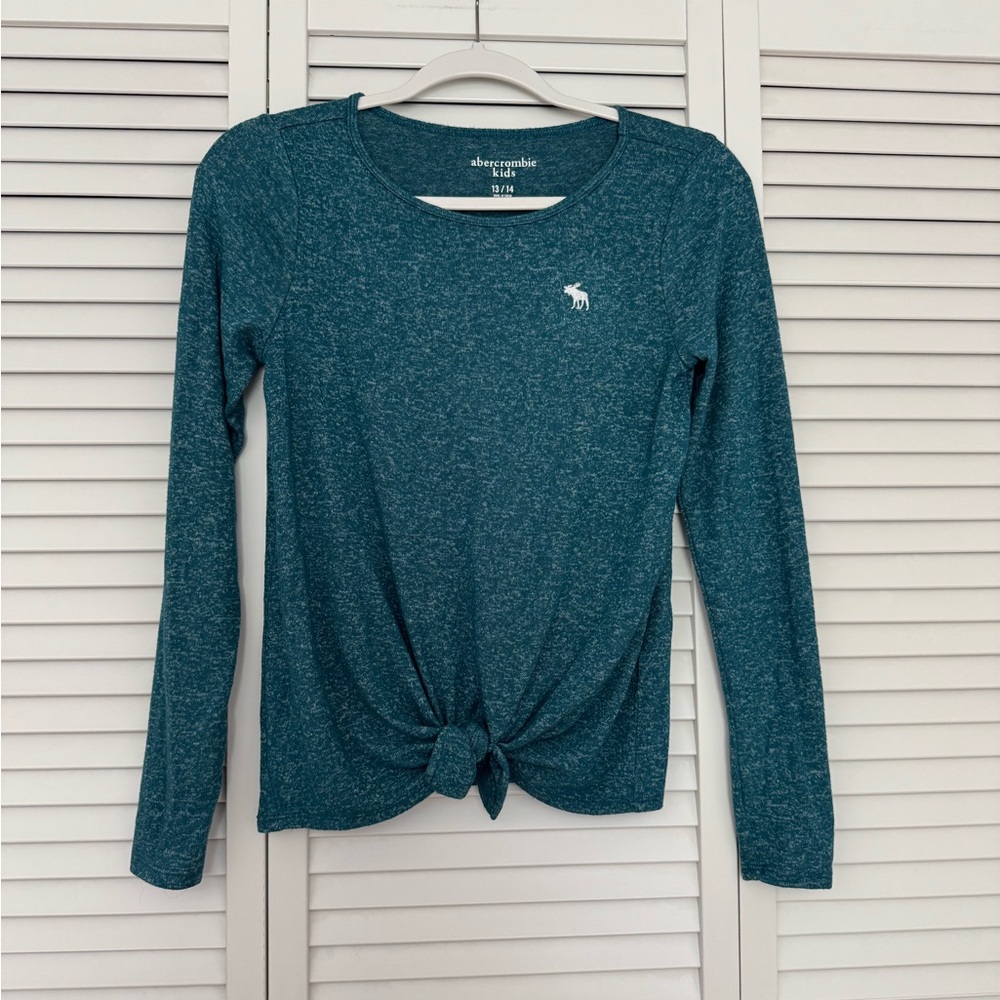 Abercrombie Kids Teal Long Sleeve Girls’ Tie Front Sweater Sz 13/14